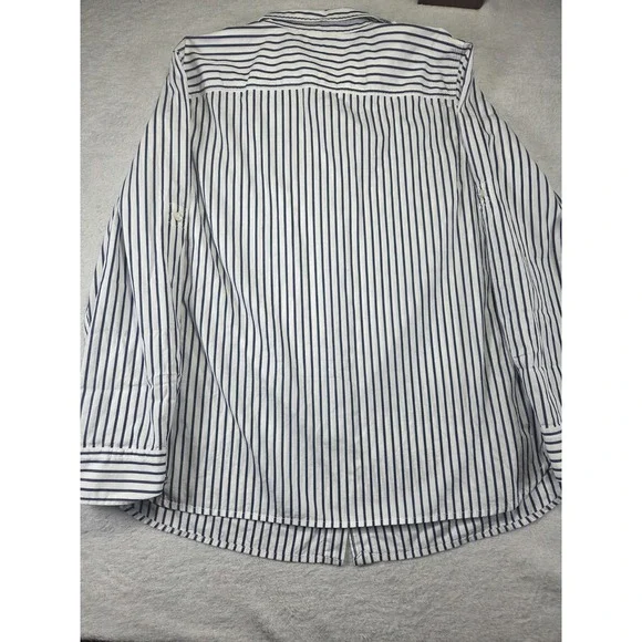 Lauren Ralph Lauren 1X Striped Cotton Button Down Shirt Womens Plus Roll Tab - Picture 3 of 8